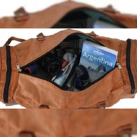 Neue Ziegenleder Tasche Reise Seesack Echt Gym Gepäck Braun Herren Vintage