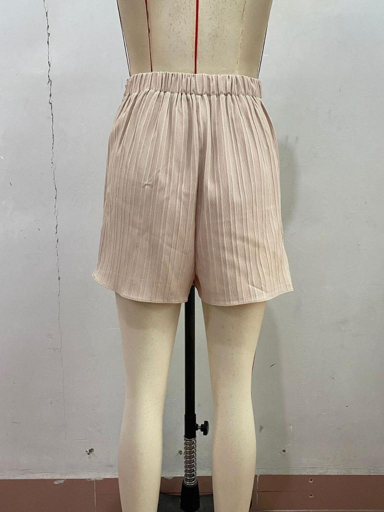 Women's Summer Pleated Shorts Elastic Waist Lightweight Comfy Vacation Beach Skirts Pants