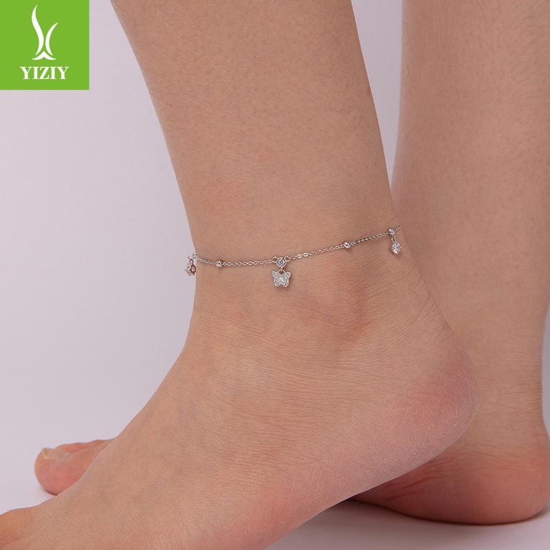 S925 Sterling Silver Butterfly Anklet Adjustable Wind Simple Versatile Butterfly Anklet Jewelry