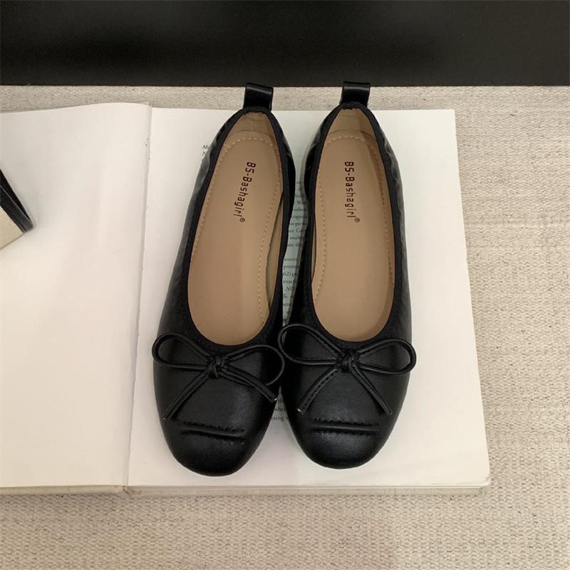 Fashion IPPEUM Mary Janes Shoes Round Toe Red Ballet Flats Black 2025 New Soft Women Leather Ballerina Shoes