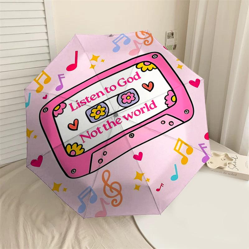 

1PC Listen to God Not the world Automatic Open/Close Umbrella with Windproof, 8-Rib Sturdy Canopy, Durable Ribs, Fashionable Design1381A