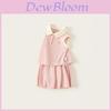 Girl Summer Twopiece Dress Set With Color Block Design For Kids 3 To 8 Years