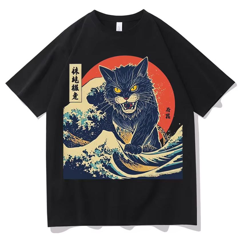 

Funny Japanese Cat T-shirts Mens Women Graphic Summer O-Neck Short Sleeve Tshrits Gothic Clothing Fashion Comfort Tops Teenag... S разноцветный