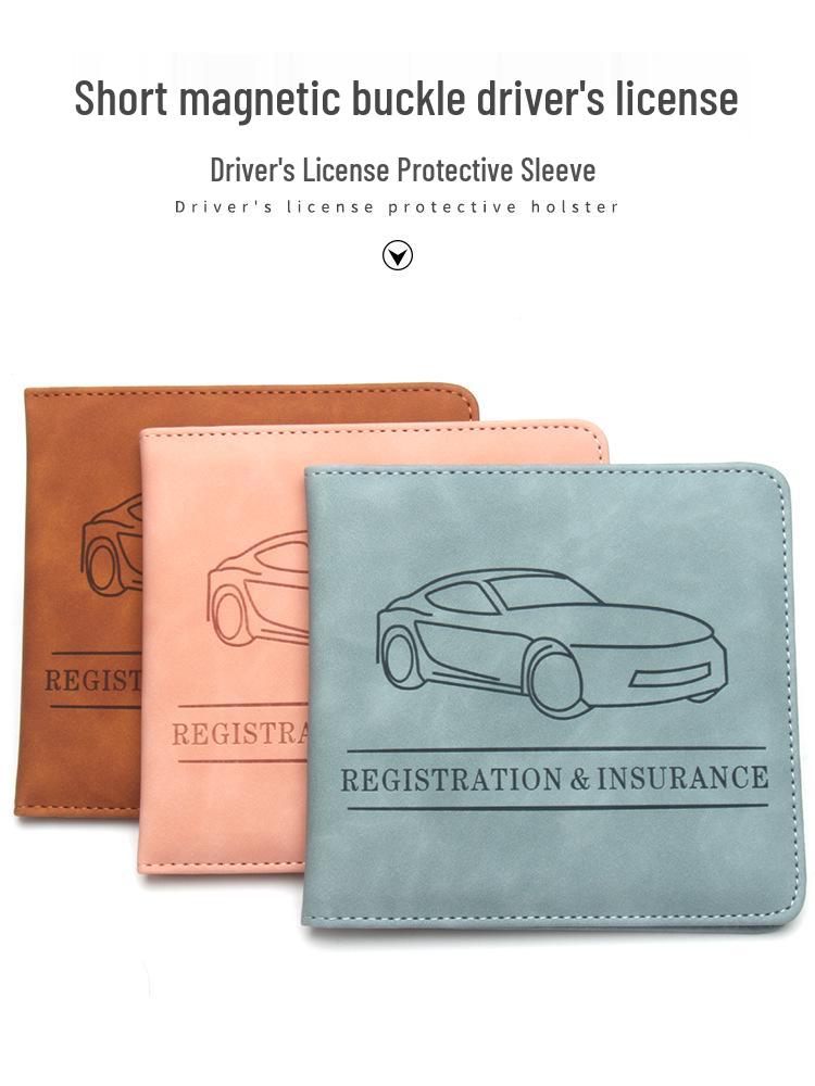 Leather Short Motorcycle Driving License Protective Cover & Storage Bag