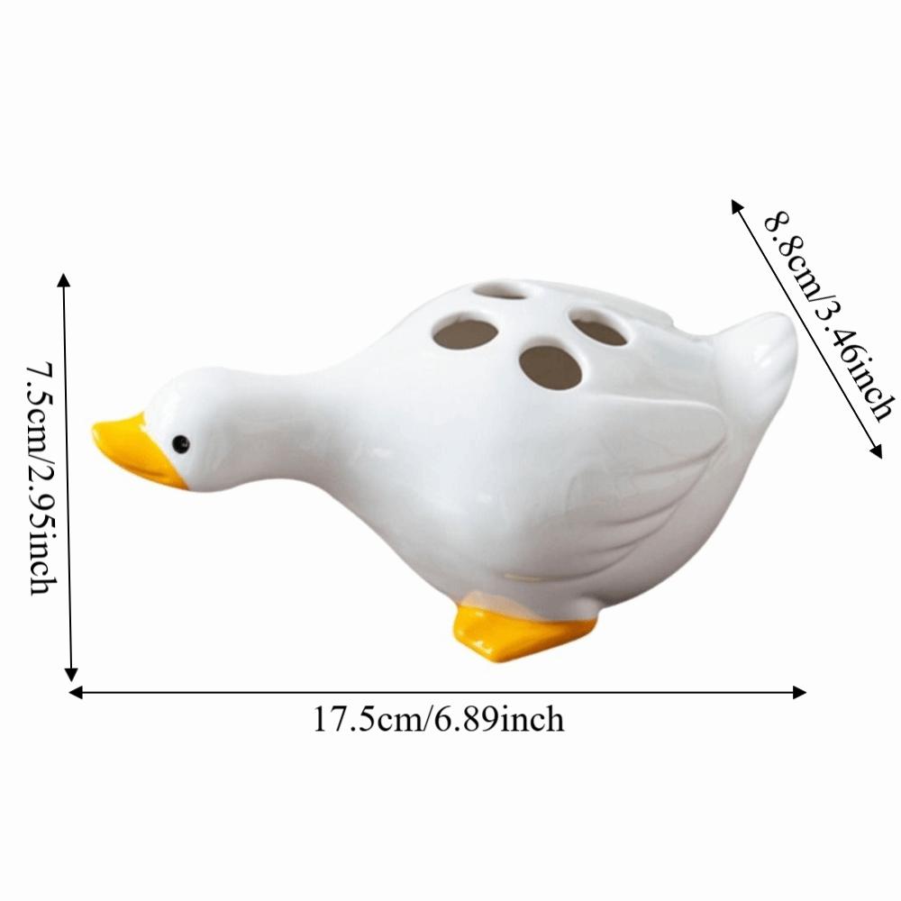 Duck-Shaped Ceramic Toothbrush Holder Cartoon Washroom Storage Holder Sink Countertop
