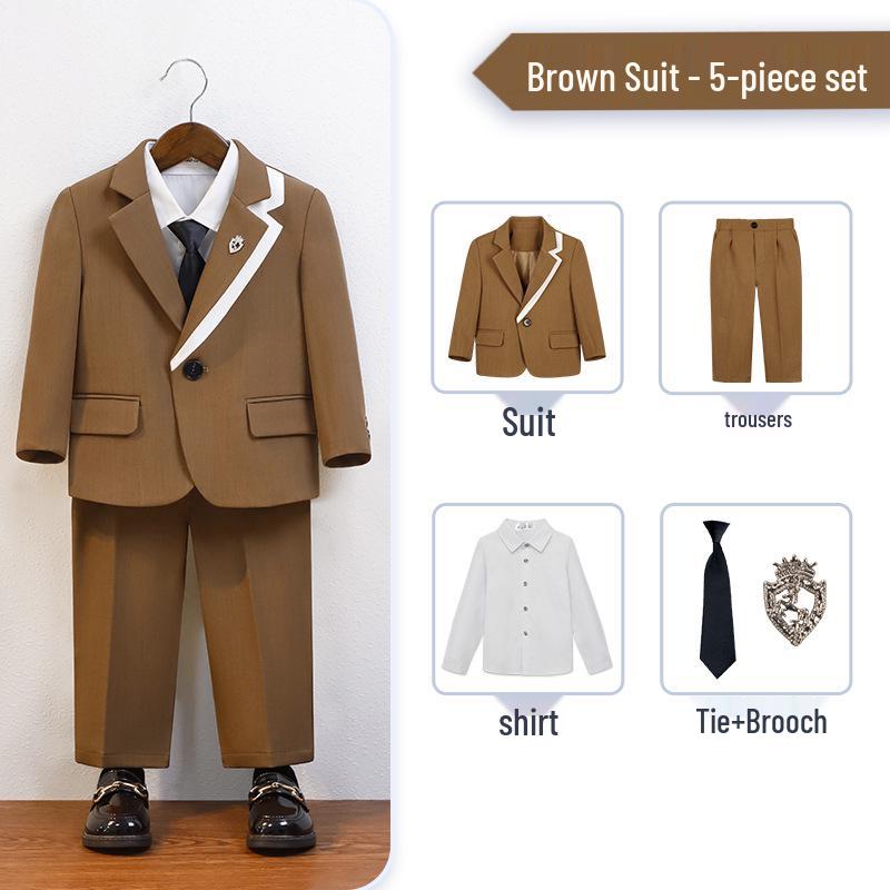 Boys' British Gentleman Suit Set - Formal Wear for Piano, Host Speech, or First Birthday