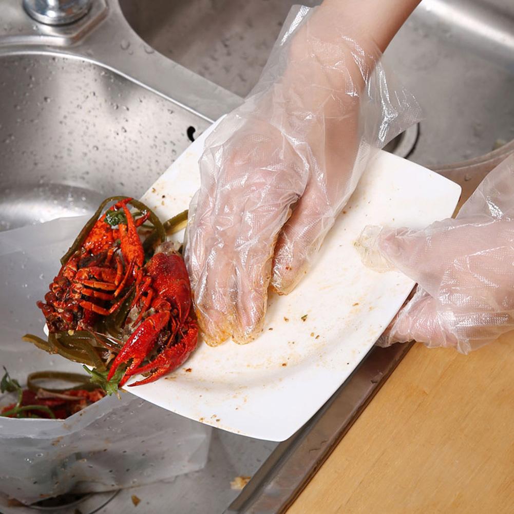 300pcs Disposable Glove Plastic Clear Glove Food Preparation Safety for Restaurant Kitchen Cooking BBQ