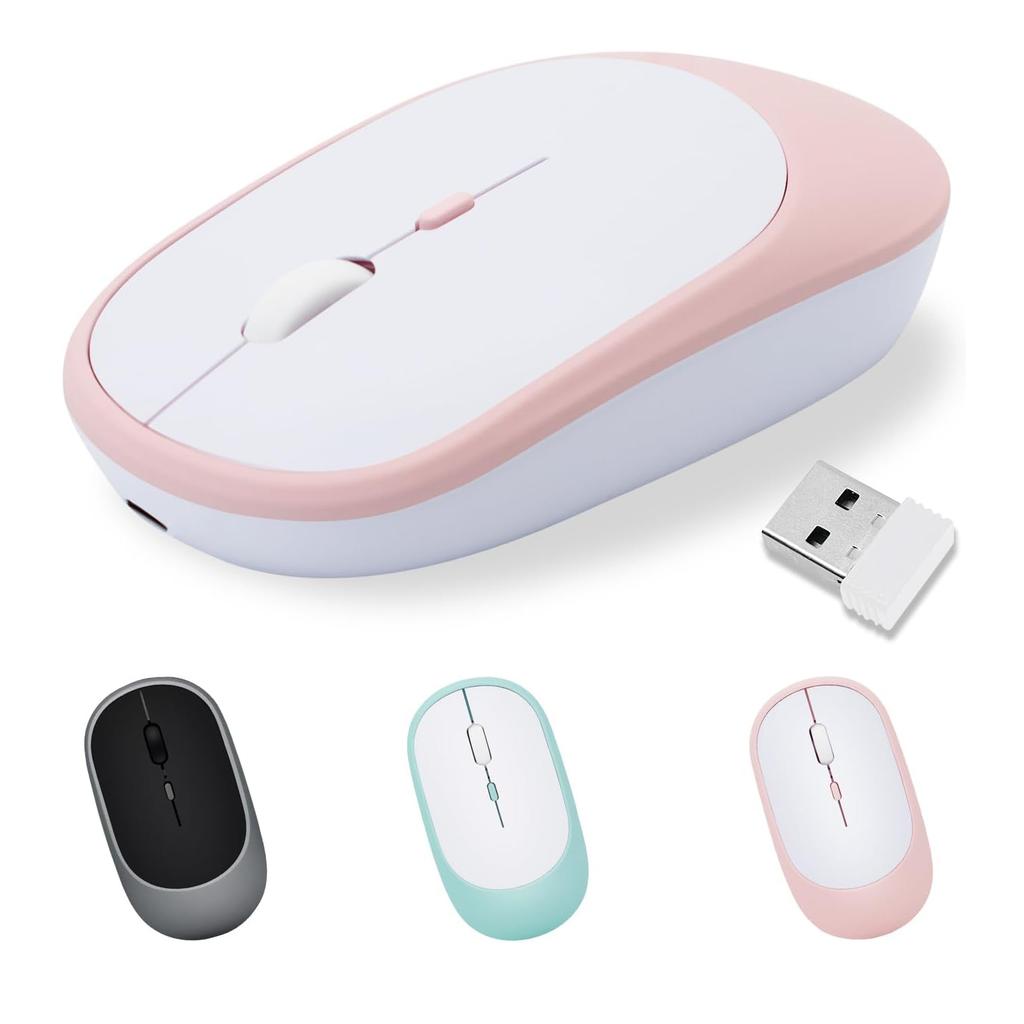 Rechargeable Mouse Dual Modes BlueTooth 5.2 2.4G USB Mute Wireless Mice Wireless Mouse for Computer Laptop Tablet Macbook