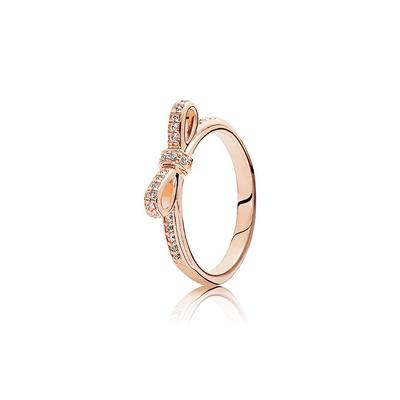 Shiny Bowknot Stackable Ring Women Rings Rose-Gold 180906CZ