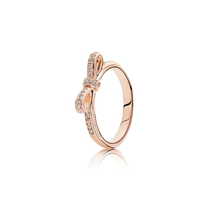 

Pandora Shiny Bowknot Stackable Ring Women rings Rose-Gold 180906CZ Box,60