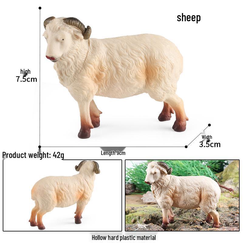 Cross-Border Animal Toy Set: Sheep, Cow, Horse, Donkey, Goat, Poultry Plastic Models