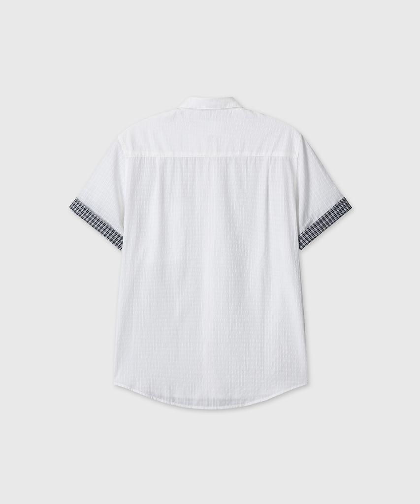 Daibeuin Roll-Up Half Check Shirts (White)