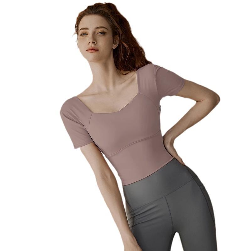 Women's Premium Short Sleeve Sports T-Shirt for Running & Pilates with Chest Pad