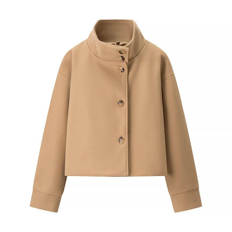 Kaslead New Arrival Women's Clothing Fashion Style Fashion All-Match Stand Collar Breasted Woolen Short Outwear