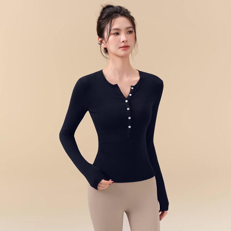 ACKDCS Women s Henley Long Sleeve Yoga & Training Top M