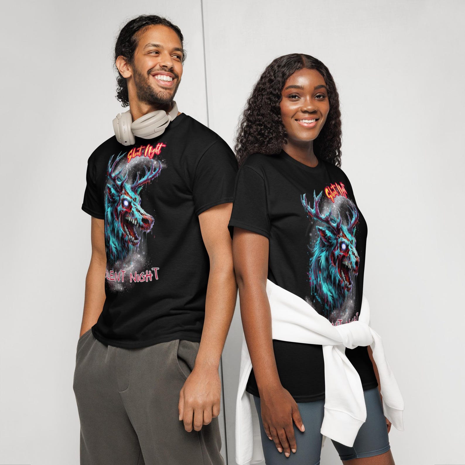 Zombie Reindeer T-Shirt – Silent Night Meets Violent Night: Dark Humor & Twisted Holiday Vibes M