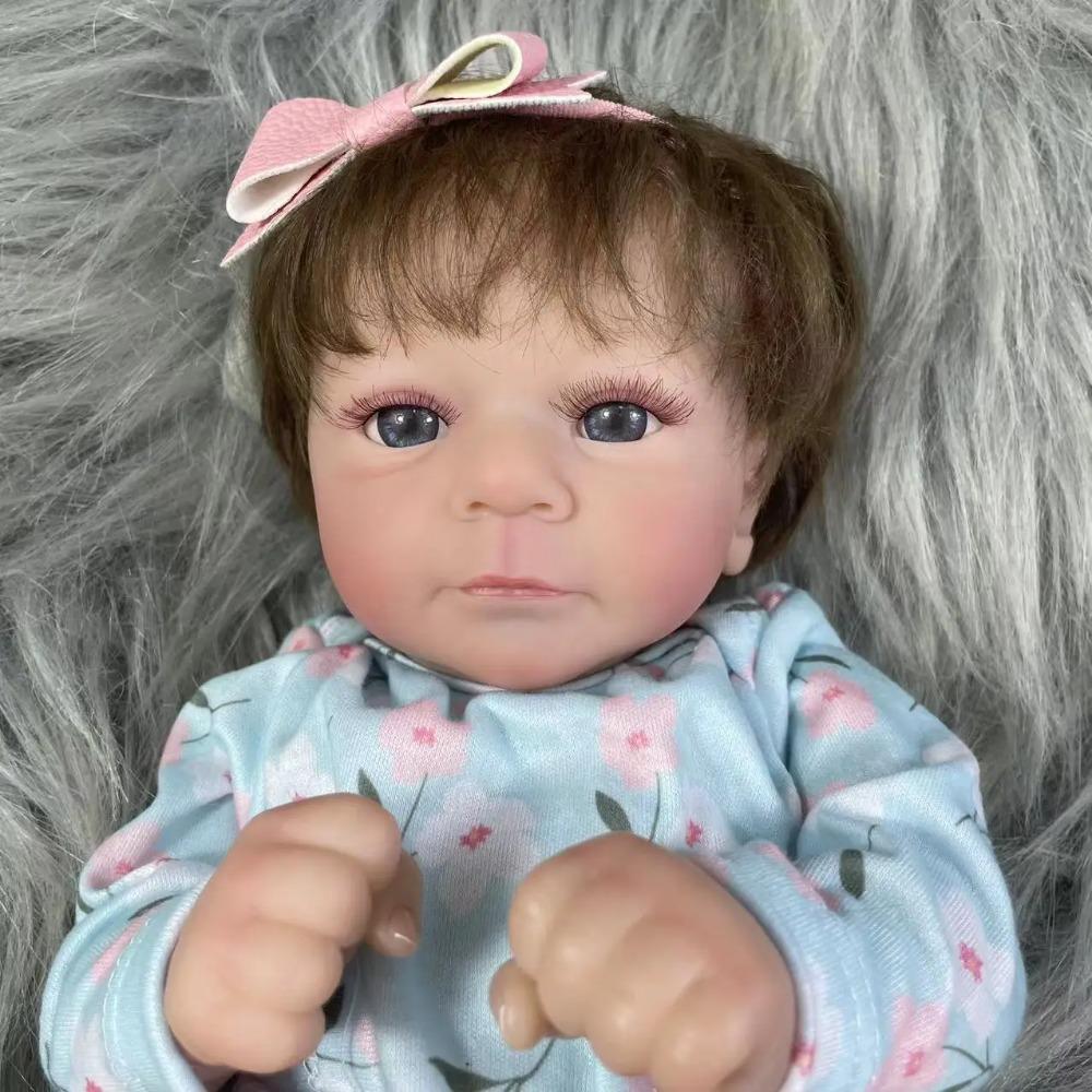 18Inch Already Finished Reborn Baby Doll Felicia Adorable Girl Lifelike Doll 3D Skin Tone Veins Doll Gift With Doll Accessories