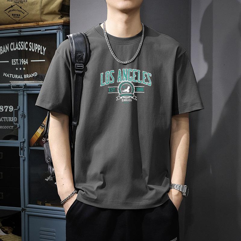 

Хлопковая футболка с принтом букв для мужской летней новой коллекции, японский ретро, универсальная, с коротким рукавом, круглым вырезом, парный наряд 3XL