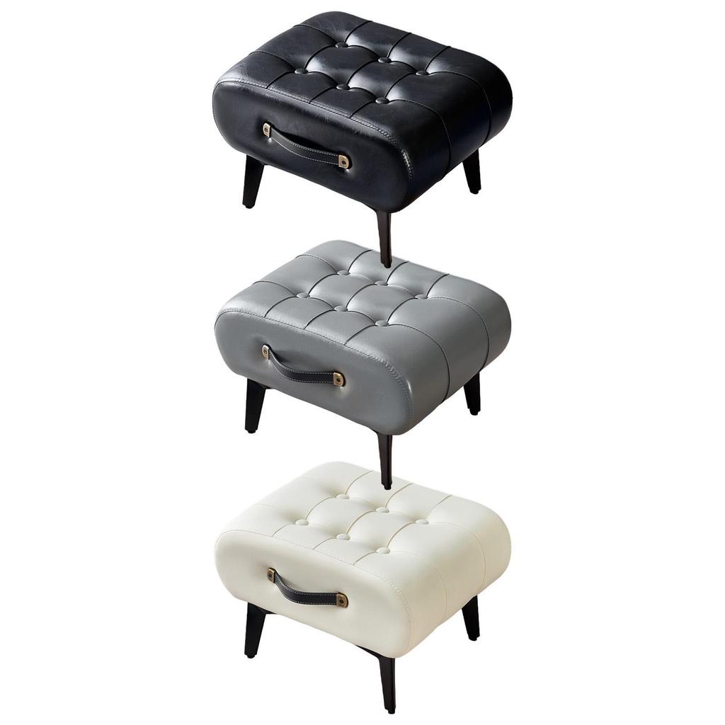 PU Leather Footstool Portable Sofa Tea Stool Padded Foot Rest Potty Stool Step Stool for Playroom Outdoor Entryway Bedroom Decor