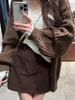Chic V-Neck Lace Patchwork Long-Sleeve Slim-Fit Korean Style Top for Autumn/Winter