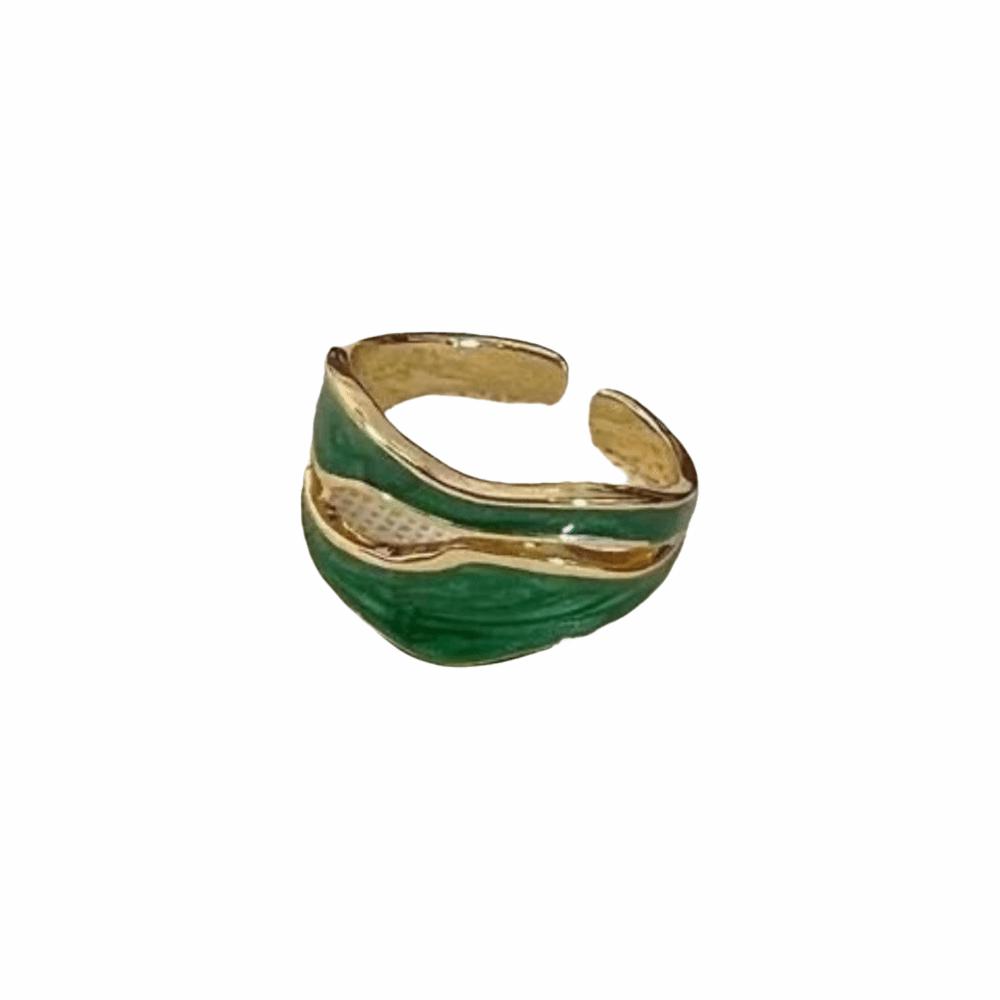 

Irregular Shape Geometric Ring White Color Open Ring Vintage Adjustable Ring Women зелений