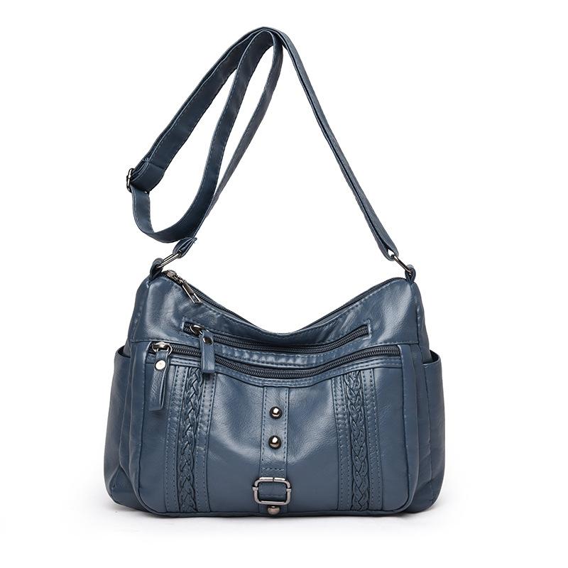 Retro washed leather bag, new fashion middle-aged mother bag, large capacity, multi-compartment women's messenger bag