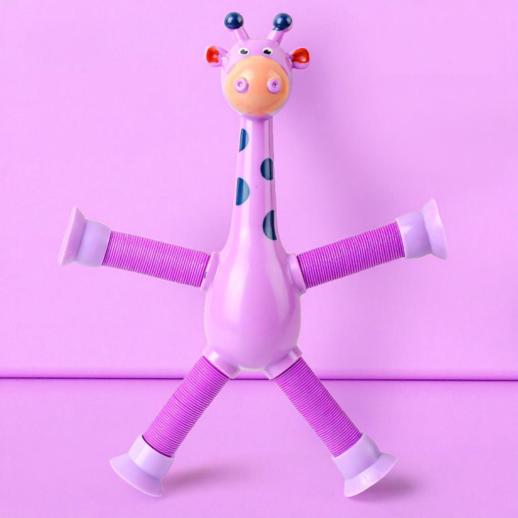 Novelty Giraffe Cartoon Telescopic Tube Educational Plastic Stress Relief Toy with Suction Cup Variable Shape for Child Gifts