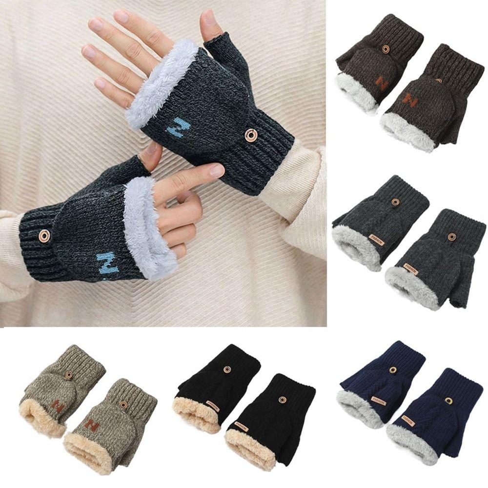 Woolen Cloth Flip Cover Gloves Thickened Mittens Gloves Fashion Winter Gloves  Outdoor Sports