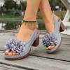 Plus-size High-heeled Women's Shoes with Open-toe Beach Flip-flops
