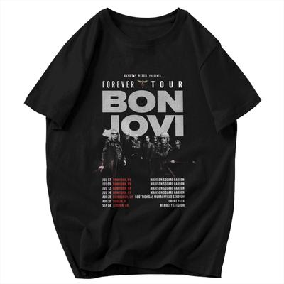 Camiseta Masculina Bon Jovi Banda Grunge Forever TOUR 2026 Algodão Vintage Y2K Gráfica Gola Redonda Tops Unissex Camisetas