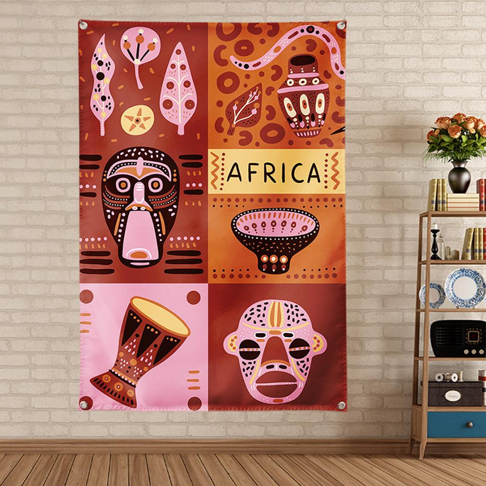 African Drum Music Tapestry Ethnic Style Percussion Instrument Home Decorative Wall Hanging for Bedroom  Living Room