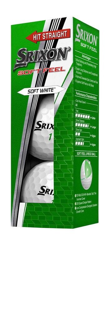 Srixon SOFT FEEL Ionomer Cover Golf 1 Imported from the USA Men's 2-Piece Balls, Dozen, White,