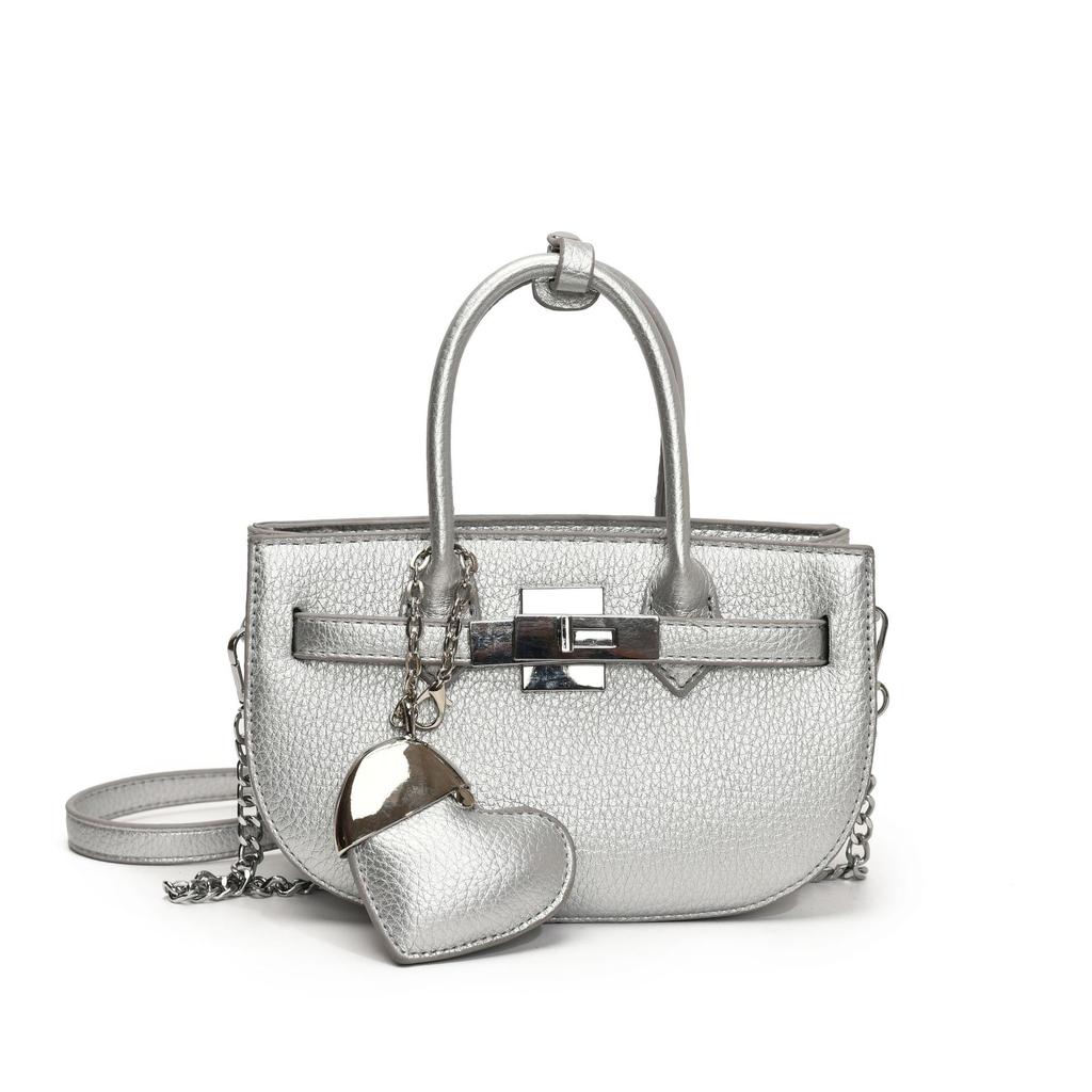 Versatile Lychee Pattern Hand Bag Women's 2025 New Fashion Chain Platinum Bag Summer Senior Messenger Bag