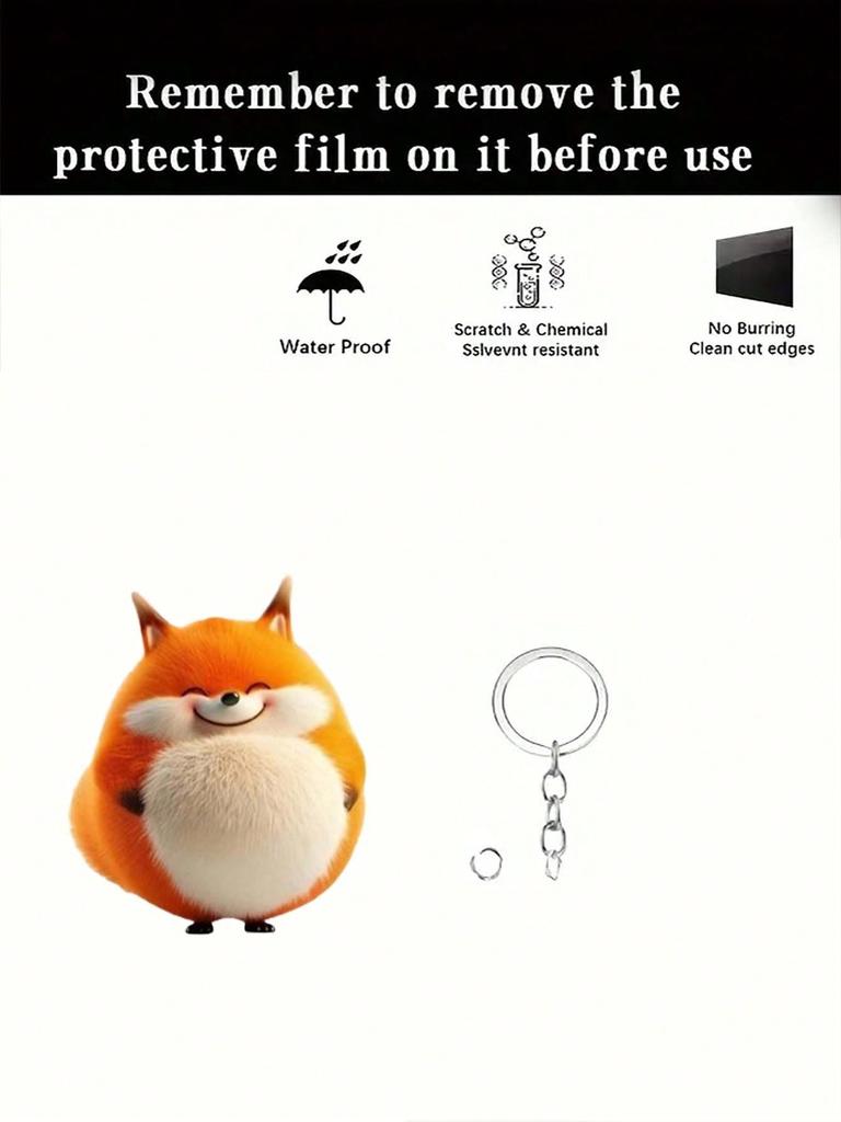 Cute acrylic fox keychain -2D pattern perfect for Thanksgiving backpack DIY holiday pendant, round buckle easy to install