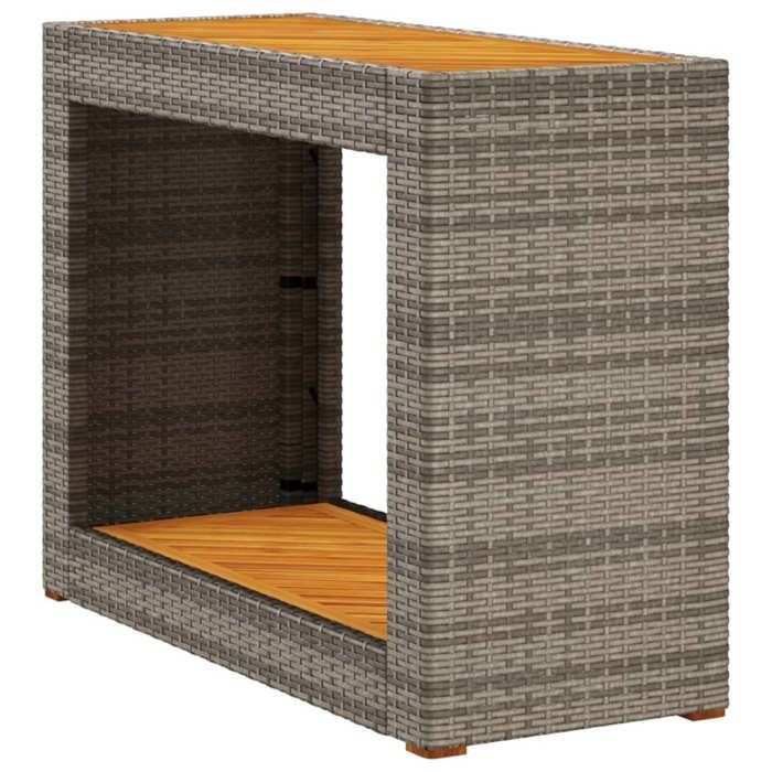 VidaXL Garden Side Table Wood Top, Coffee Table, Outdoor Patio Backyard Terrace Furniture, Grey Resin 366307
