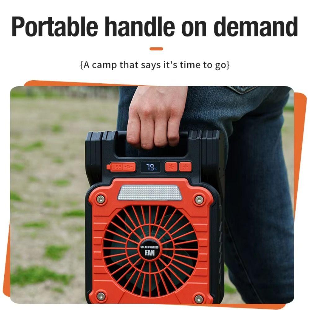Green/Orange Camping Fan Solar Powered LED Camping Light Multi-functional Fan  Fishing