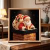 Framed Pearl Art DIY Kit with Santa Claus Chimney Pattern 3D Sparkling Bead Canvas Painting Handmade Gift for Home Decoration Wall Art