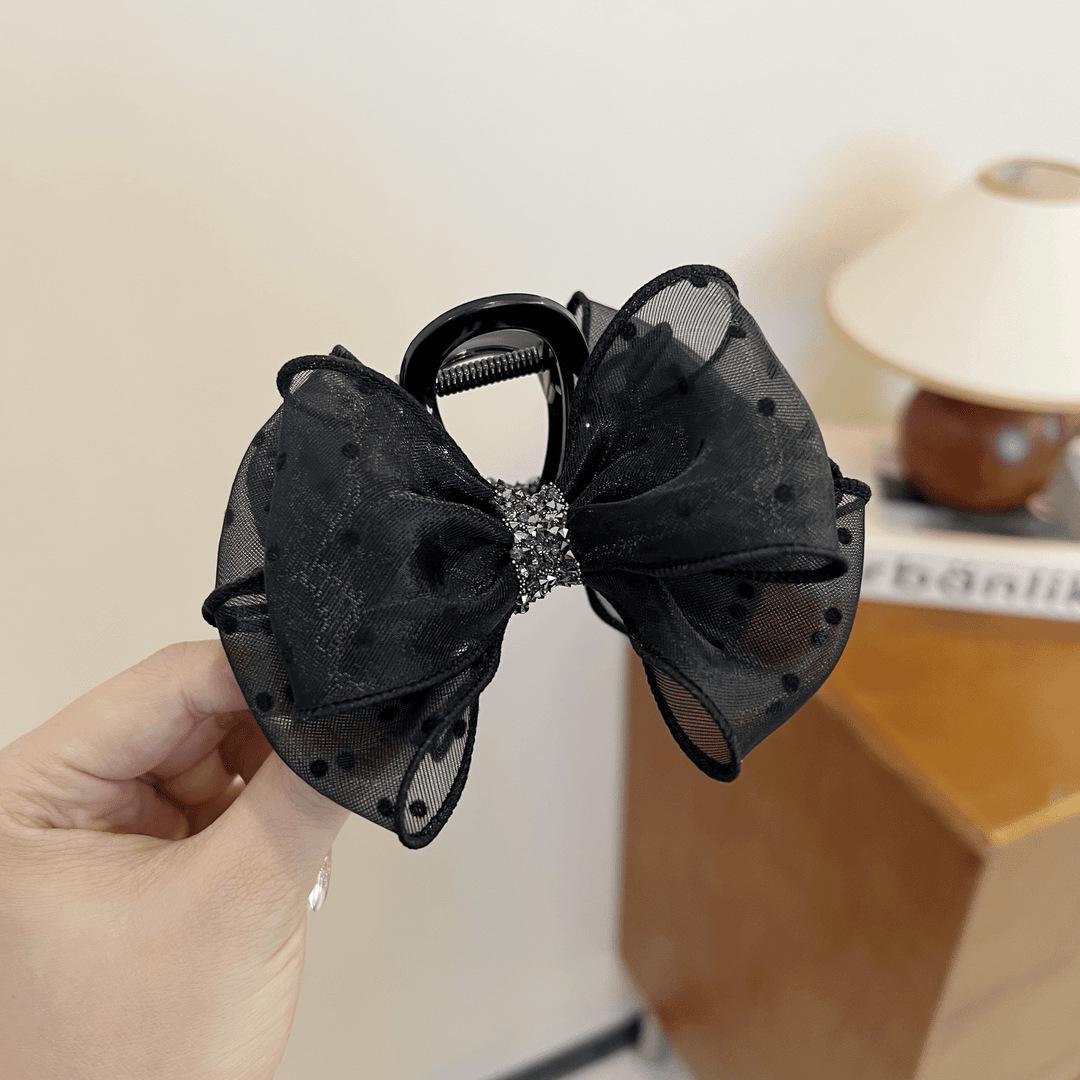 

Сетка в горошек, заколка-бант для волос для женщин - 2024, клипса-акула для прически, аксессуар для волос