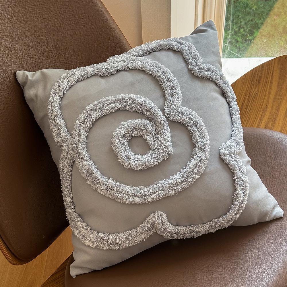 Bohemian Pillowcase Minimalist Pillow Cover Tufted Cushion Case Rose Floral Sofa Decor Ins Style Bedroom Accent Nordic Accessory