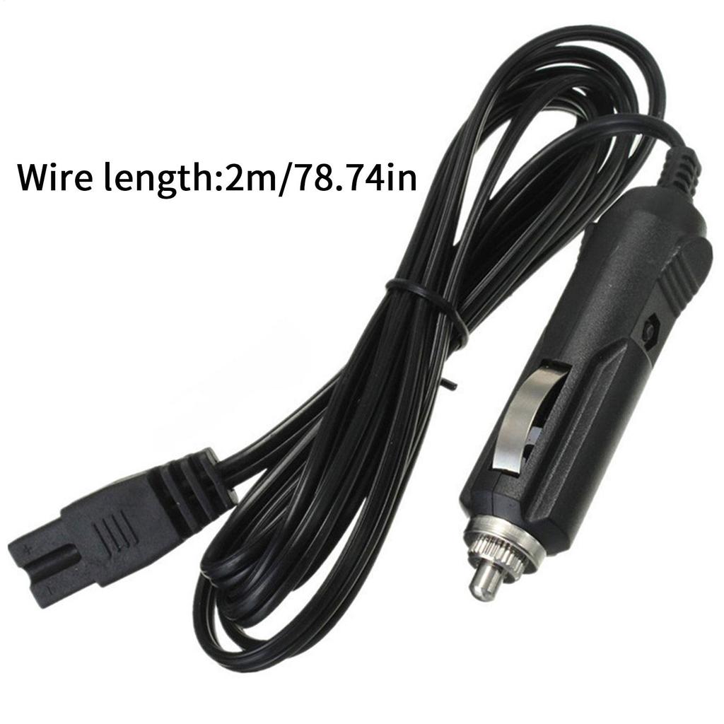 2m DC 12V 24v 2 Pin Car Mini Refrigerator Power Cord Plug Wire Replacement Auto Cigarette Lighter Socket Extension Cord