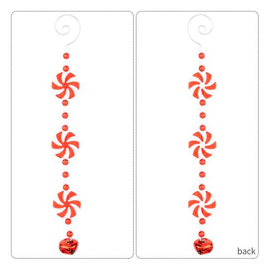 Yousheng Christmas Tree Pendant Red White Candy Cane Design Hanging Pendant with Bells Candy Bars Beads Christmas Party Decoration