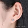Copper Color 5mm Round Mosang Stone Stud Earrings For Women Wedding Engagement Jewelry For Bridal Shiny Zircon Earring