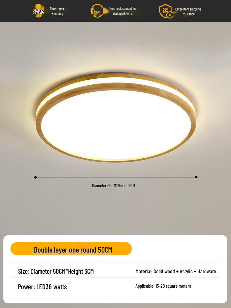 

Nordic Modern Solid Wood Ceiling Light for Living, Dining, Bedroom, or Study Neutral Light