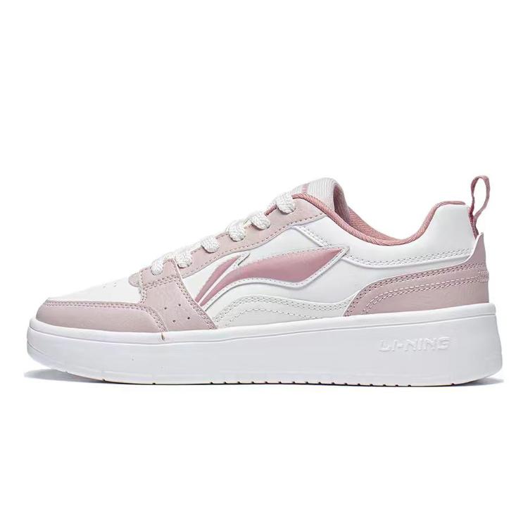 Li Ning Sycee 2 Slip Resistant, Abrasion Resistant, Height Increasing Low Top Skateboard Shoes Women's White Pink AGCT340-1(Team181-)
