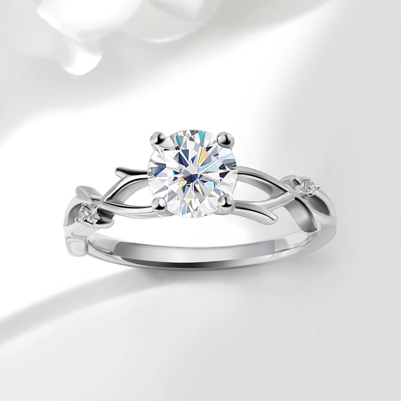 Smyoue 1CT 6.5MM D Color Moissanite Rings for Women Sparkling Wedding Lab Diamond Band S925 Silver Birthday Gift GRA