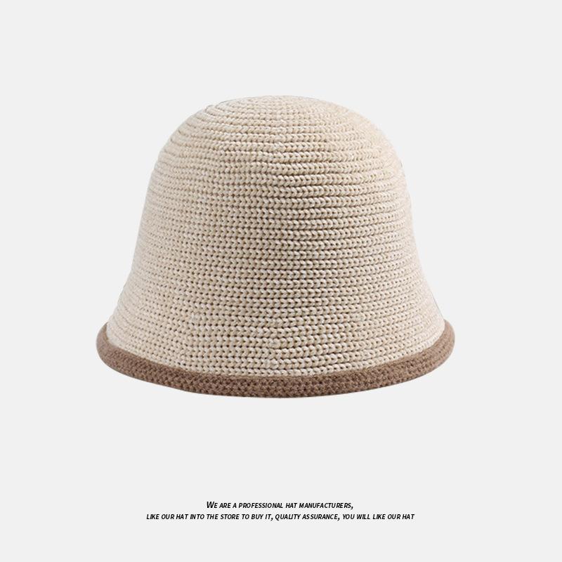 Warm Hat for Women Japanese Style Simple Solid Color Knitted Fisherman Hat Showing Face Small Chenille Casual Ear Protection Basin Hat