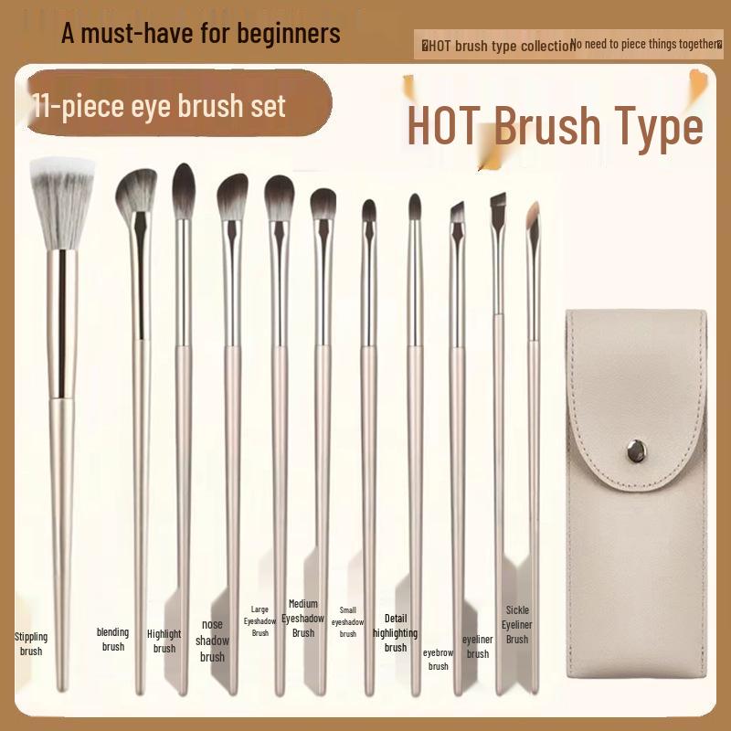 15-teiliges vergoldetes Lidschattenpinsel-Set mit tragbarer Tasche