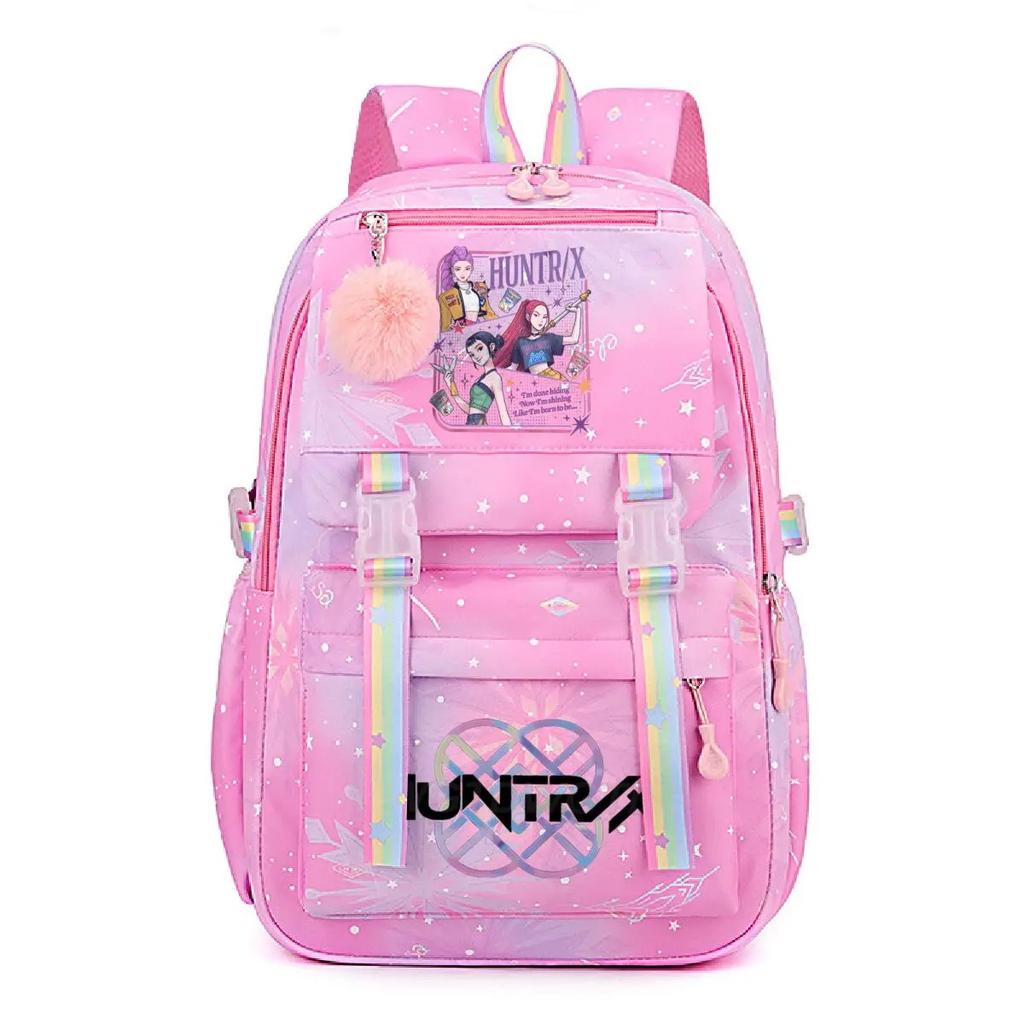 K-Pop Demon Hunters School Bag Kids Students Huntrix Girl Rainbow Dual-Shoulder Bag Boys Laptop Rucksack Outdoor Shouler Bag