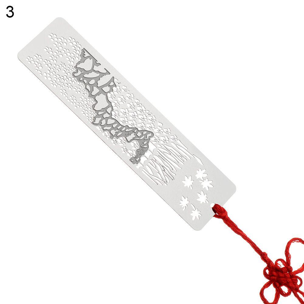 

Металлические полые закладки в китайском стиле с красным узлом, креативный зажим для книг, нержавеющая сталь, пагинация, каллиграфия, живопись, детский подарок