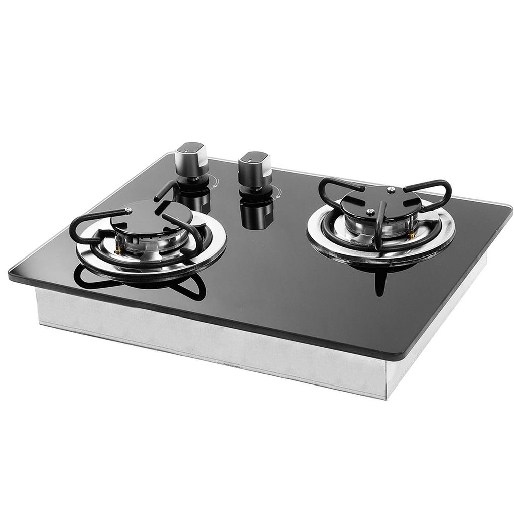 RV Gas Stove 2 Burners 1.8Kw Power Tempered Glass Panel Easy to Clean Gas Cook Top for Boat Caravan 